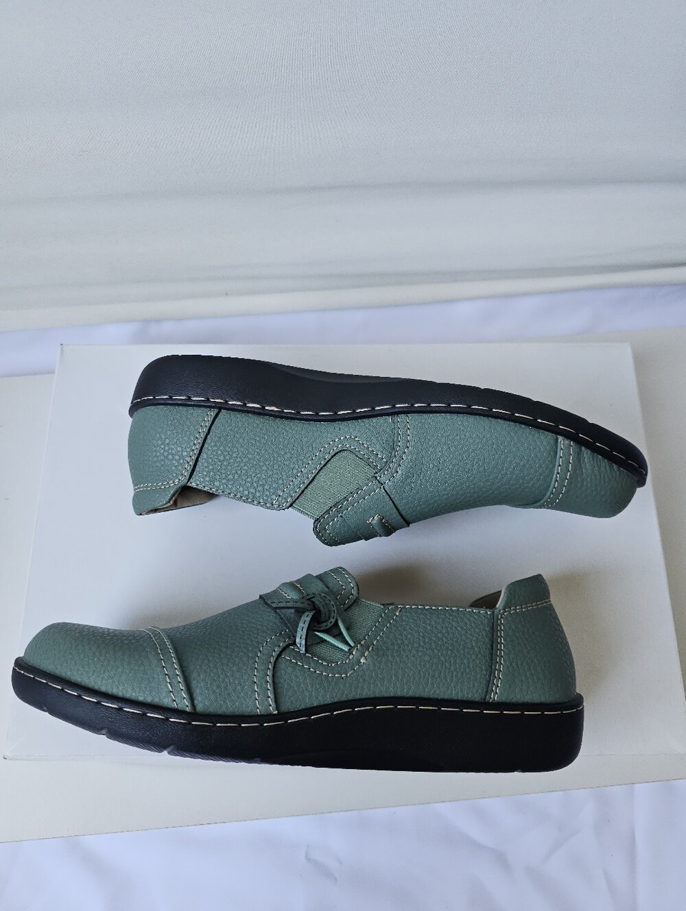 LAZYPOP Teal Green Leather Classic Comfort Loafers Slip-On Shoes - Women's Size - Picture 14 of 15
